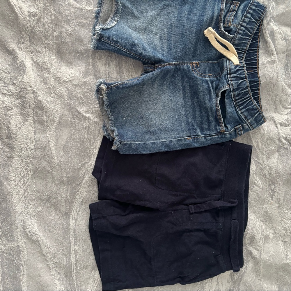 Blue and Black Denim Shorts Set